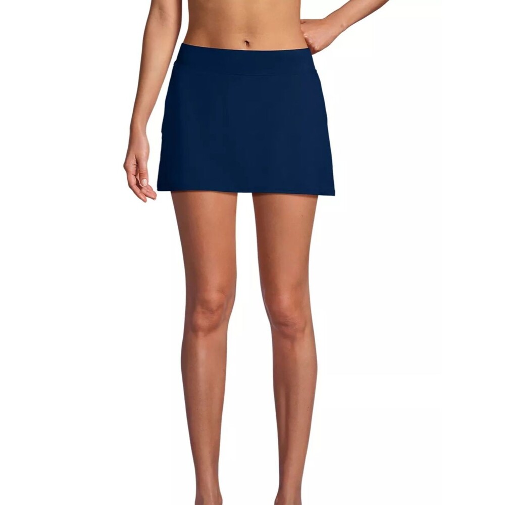 Lands End Tummy Control Swim Skirt Size 8 Navy